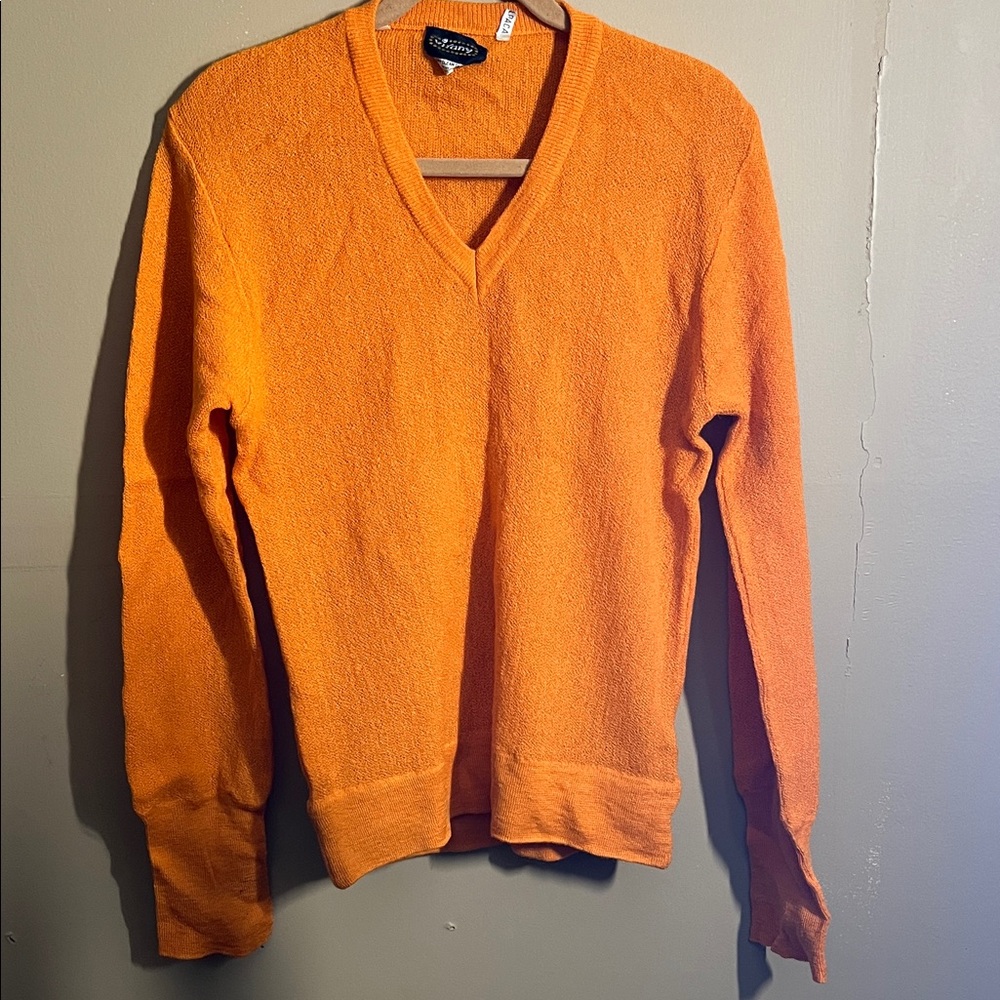 Vintage Wool & Alpaca Orange V-Neck Sweater